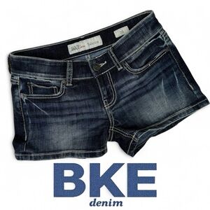 BKE Sabrina Blue Distressed Jean Shorts with finished hem 26